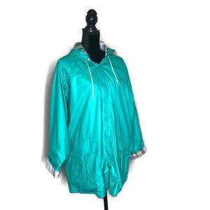 1980s Vintage Misty Harbor Green Raincoat SZ L